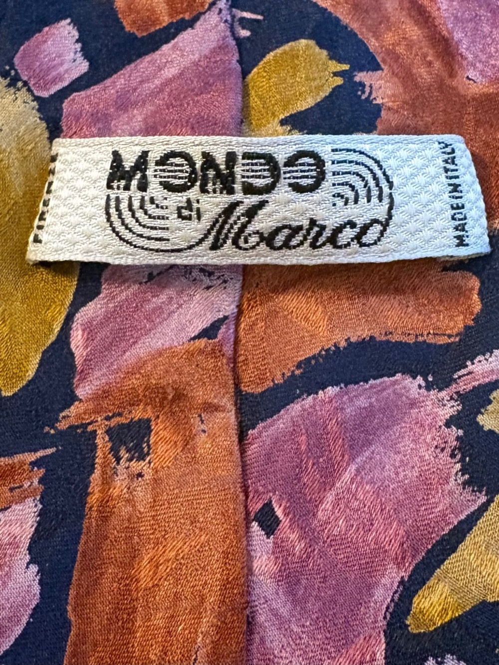 Vintage Mondo di Marco Silk Tie Abstract Brushstroke Made in Italy